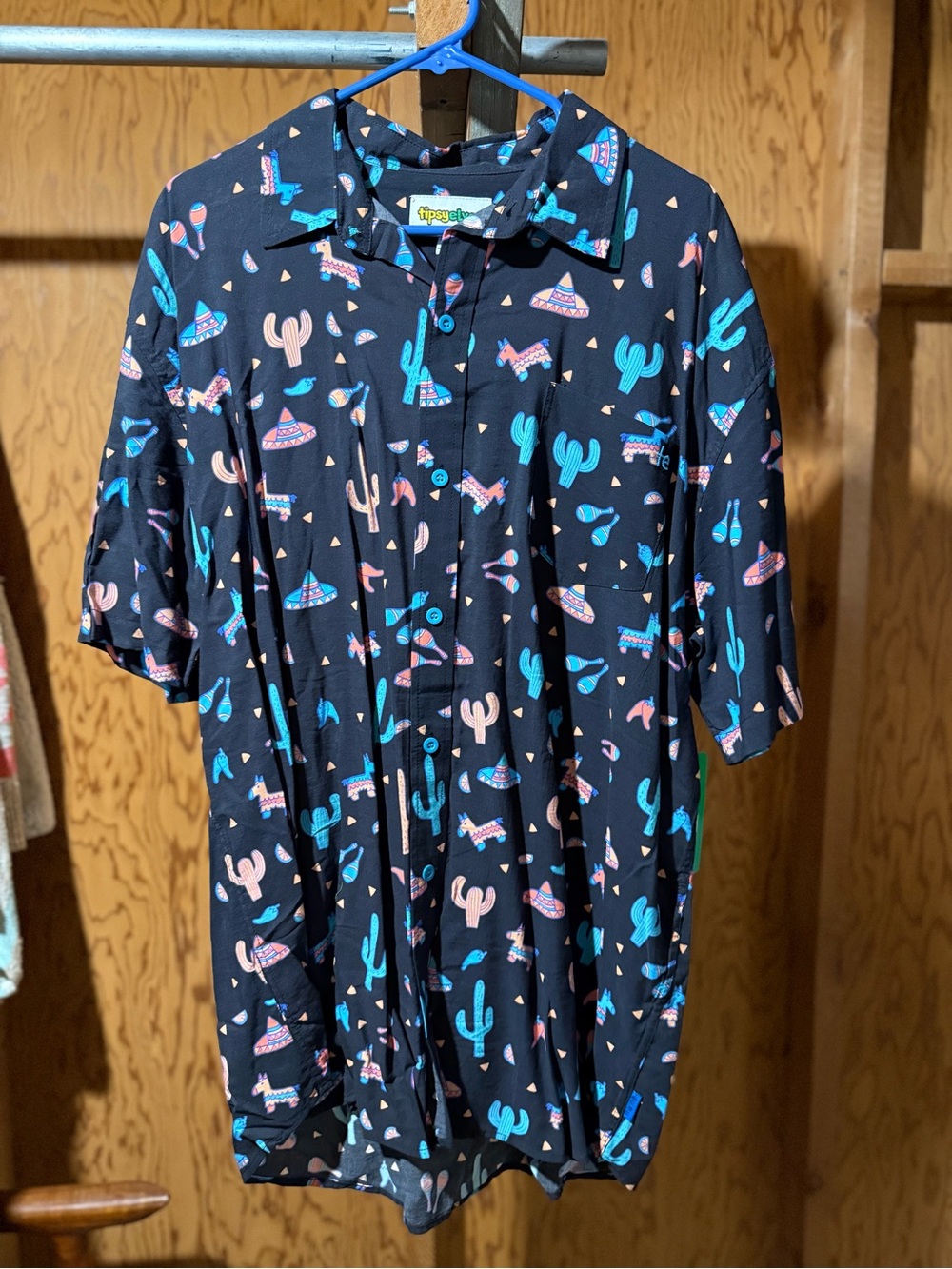 Tropical Vibes Black Short-Sleeve Button-Up Shirt - Unbranded